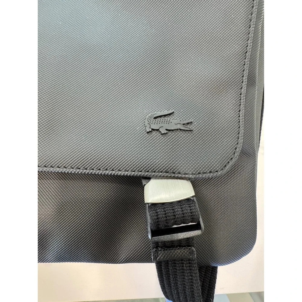 Lacoste Messenger Bag Adjustable Strap Black Mens NEW NWT